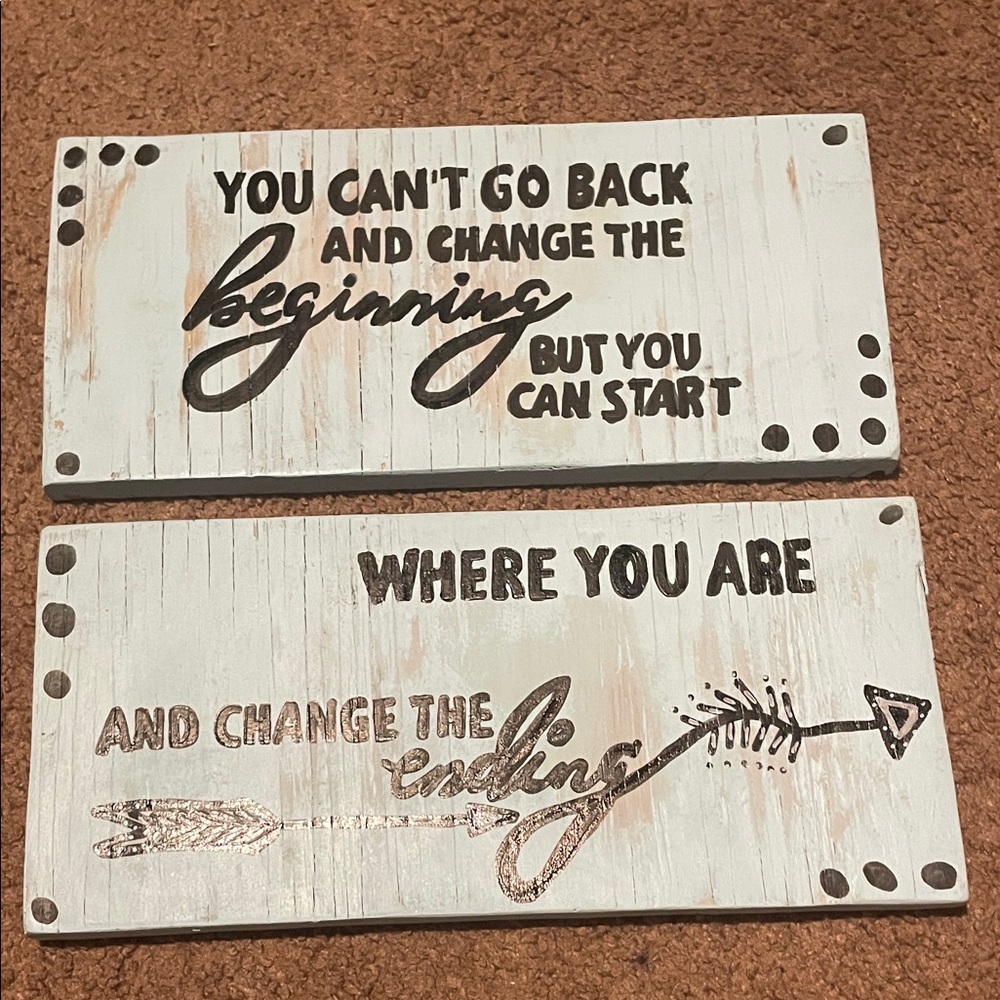 Inspirational Quote Wall Art in Distressed White and Black